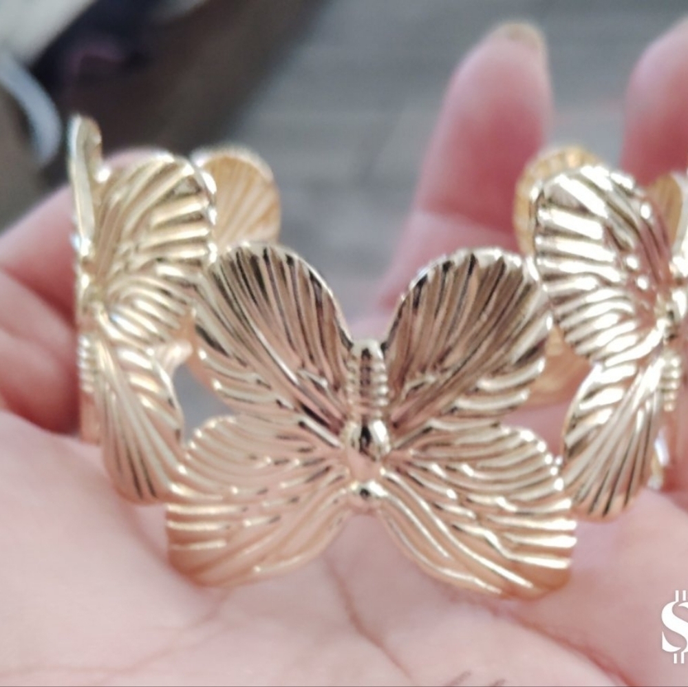 Gold Floral Cuff Bracelet